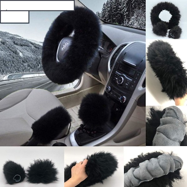 Universaali auton ohjauspyörän suojus, talvinen ohjauspyörän suojus 37-39cm (Pinkki) Black