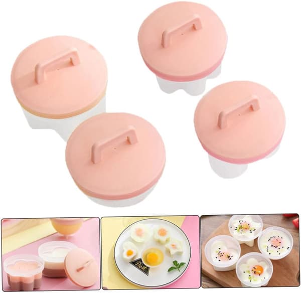 Egg Poaching Cups Egg Steamed Bakeware Pudding Mold Cooking Tools for Kitchen 4PCS egg boiler Pink