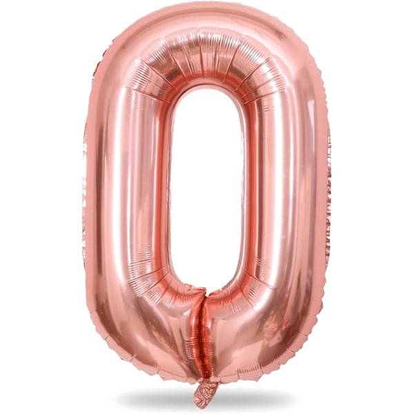 Rose Gold -ilmapallot, 40 tuuman suuret foliopallot numerot 0-9, itse täyttyvät digitaaliset 0 helium-ilmapallot