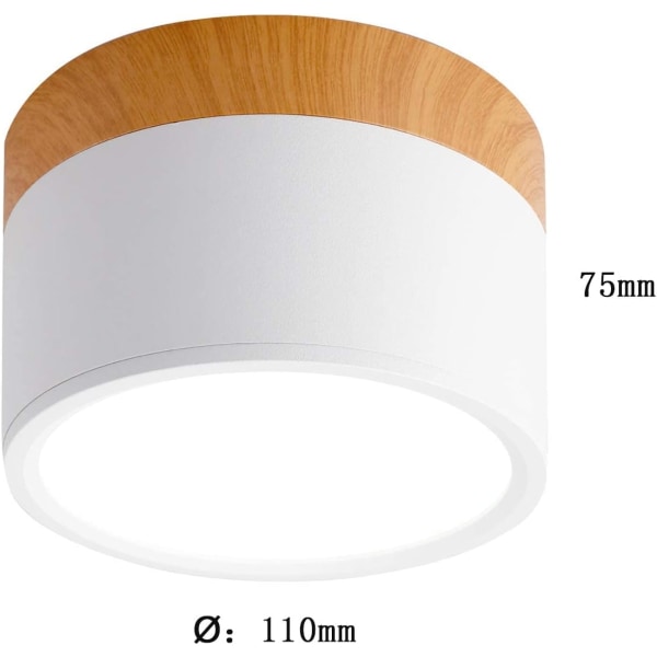 Pyöreä kattovalaisin LED lämmin valkoinen alumiinikattovalaisin 12W Ø108mm 3000K eteiseen Makuuhuone Ruokailuhuone Keittiö Olohuone [Energialuokka E] White 3000K