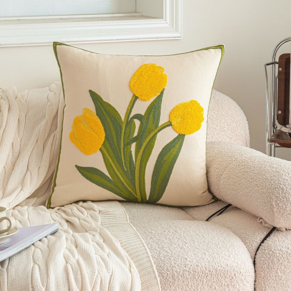 Tulip Brodert Putetrekk Morsdag Senge Pute Sofa Pude C