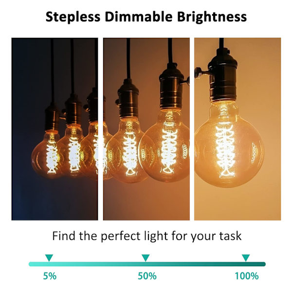 G80 Dæmpbar 40W Varm Hvid 2700K, AC 220V, Retro Glødepære Dekorationspærer E27 Spiral Wolfram Filament Lampe(2 Pakke)