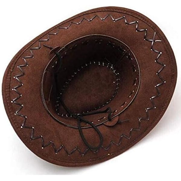 Cowboyhatt med snöre Western cowboyhatt Finklänning Äkta Gunslinger-hatt Mocka Cowboyhatt för män kvinnor