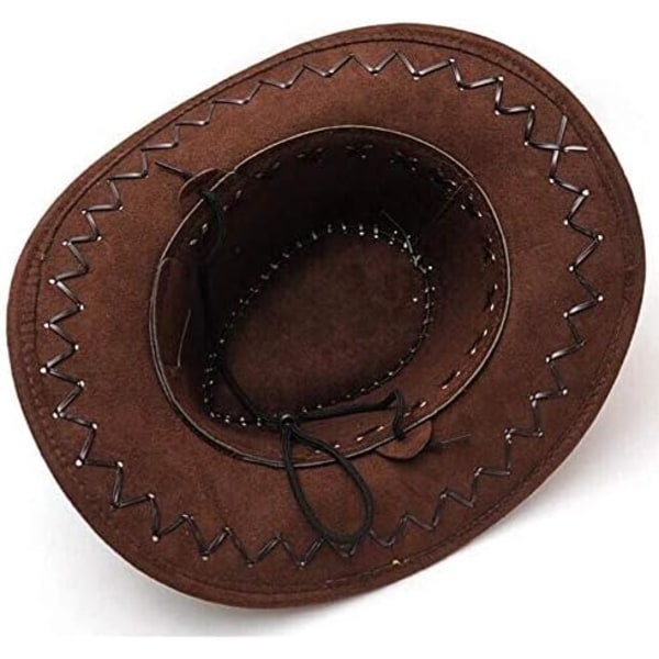 Cowboyhatt med snöre Western Cowboyhatt Maskeradkläder Äkta Gunslingerhatt Mocka Cowboyhatt för män kvinnor