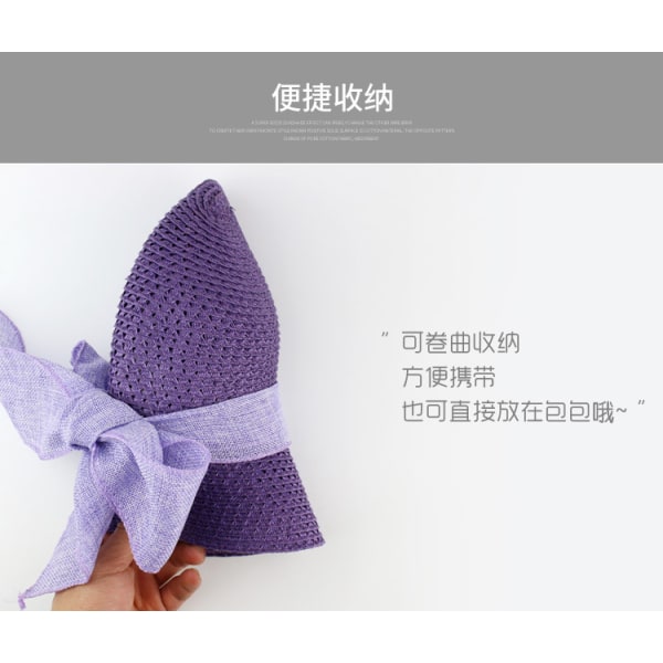 Dam solhatt halmhatt sommar UV-skydd rese hopfällbar bredbrättad hinkhatt vintage cloche strand fiskekeps purple