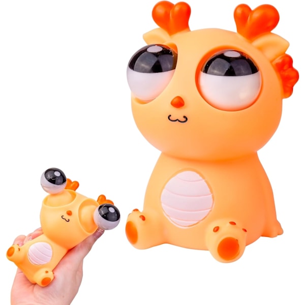 Squeeze Dragon Pop Out Eyes Leksaker, Ögon Popping Dragon Stress Relief Squeezy Leksak för Jul Födelsedagspresent Festgåvor, Orange