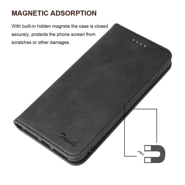 iPhone 11 case Premium PU- case med korthållare Kickstand Inbyggd magnetisk stängning Flip Folio- cover för iPhone 11 - Svart