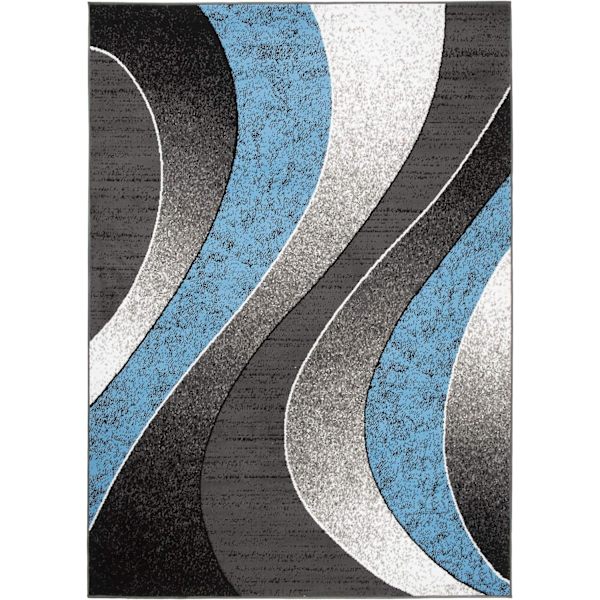 Mattan Vardagsrum Sovrum Modern Kort Lugg  Vågor Hållbar Matta Storlek - 80 x 120 cm (Mörk Grå Blå) sky blue