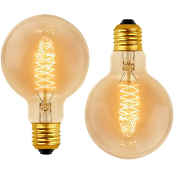 G80 Dæmpbar 40W Varm Hvid 2700K, AC 220V, Retro Glødepære Dekorationspærer E27 Spiral Wolfram Filament Lampe(2 Pakke)