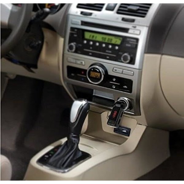Trådløst Bluetooth Håndfrit Sæt + FM Radio Transmitter + 2 USB Porte 5V/2A Multi-Oplader