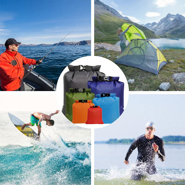 6-pack vattentät torr väska bärbar stor kapacitet kombinationsväska snorkelväska reseflottning simning fiske kajaktillbehör (blandade färger) Mixed