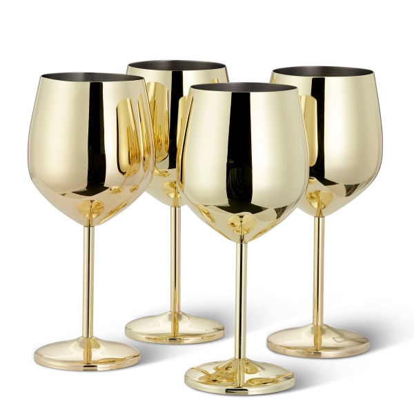vinglas i rostfritt stål - guld - robust & okrossbar - set gold