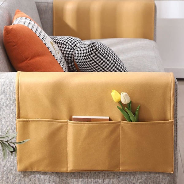 Stol Organiser Soffa Armstödsöverdrag Organiser, Armstol Fjärrkontrollhållare för Soffa Armstol Caddy med Fickförvaring, Grå