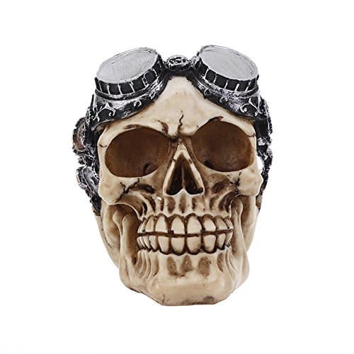 Steampunk Robot Aviator Pilot Statue - Sci Fi Dekorativ Figur - Med Malet 3D Gearmekanisme
