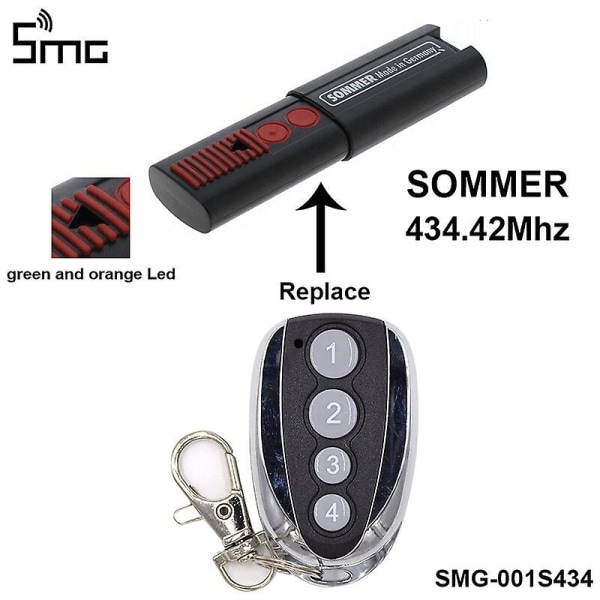 För Sommer 434,42mhz Fjärrkontroll Garageport Sommer 4-kanals handsändare kompatibel 4014 Tx03-434-2 4013 Tx02-434-4