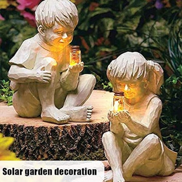 Trädgårdsfigurer Solljus, Trädgårdsinredningsfigurer med Boy Boy