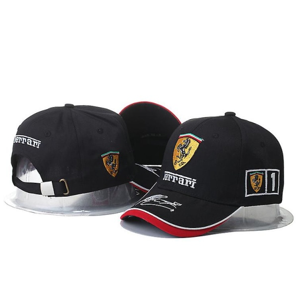 Högkvalitativ F1 racingbil cap bomullsbroderad snapback för Ferrari-logotyp Unisex Creative Gift Golf Motorcykel Hatt-FÄRG：1