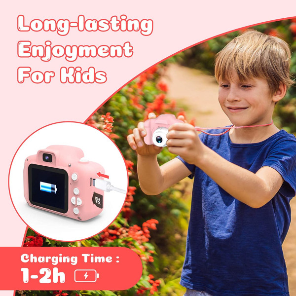 Barn små leksaker Kamera Barn för födelsedag Festival Present Pink Pink