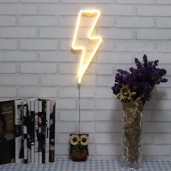 Neonskylt LED Lightning Shape Nattljus Väggdekor Ljus Power
