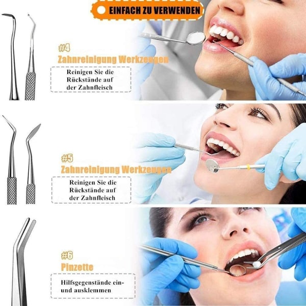 Set dental 6 premium tandrengörande tandstensborttagare