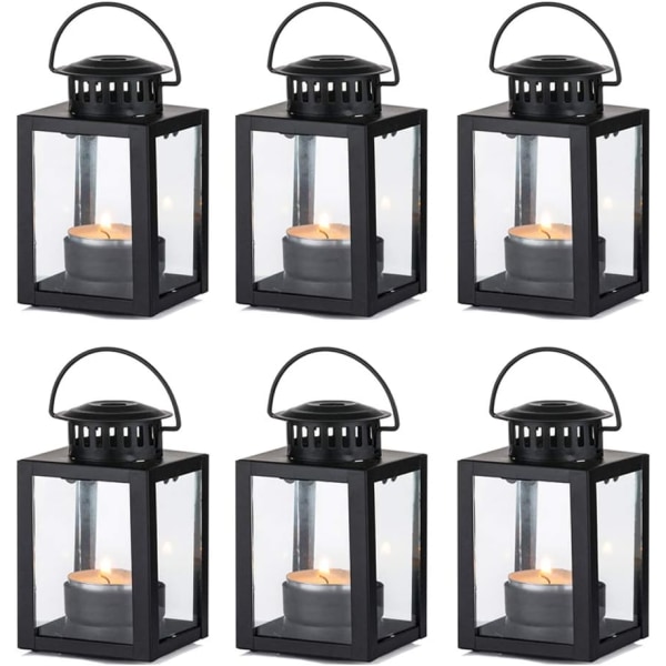 6 st Ljuslyktor Vintage Glas Vindlampa För Inomhus Eller 6pcs -Black 6pcs -Black