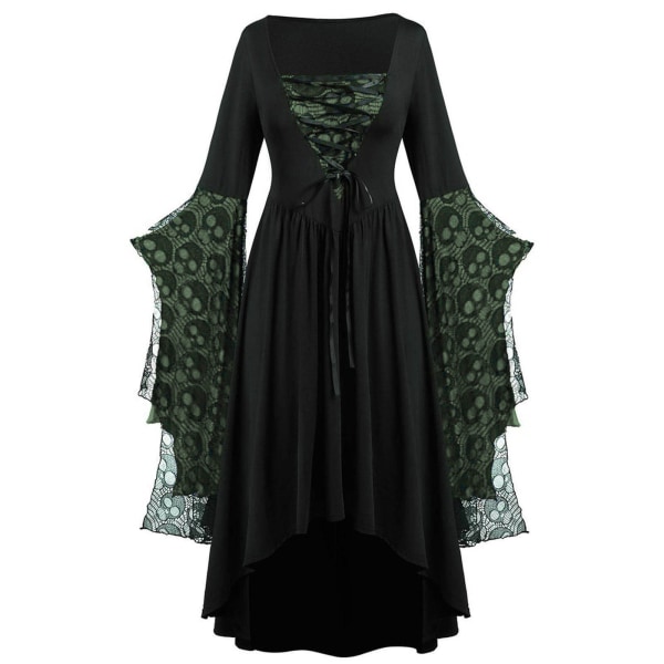 Vuxen Punk Gothic Witch Carnival Cosplay Dräkt Häxa Vampyr Festklänning Halloween Green XL Green XL