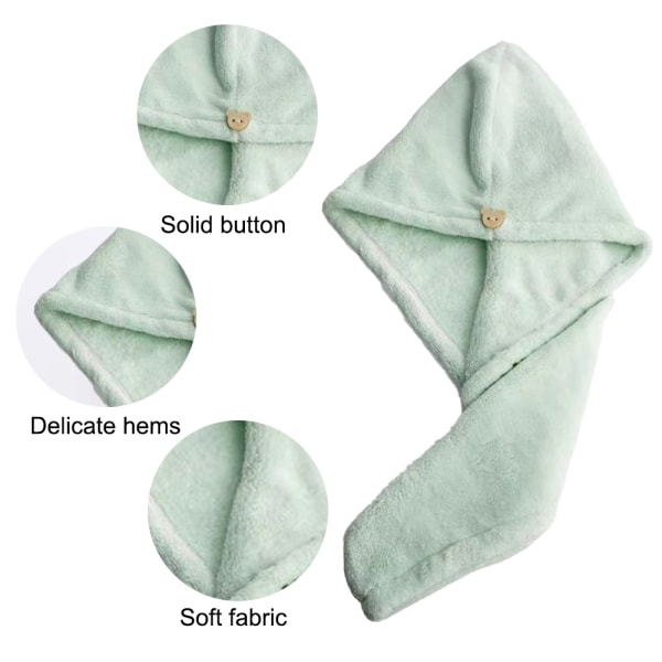 [Förpackning med 3 delar] - Mjuk mikrofiberhårhandduk för vått hår - green green