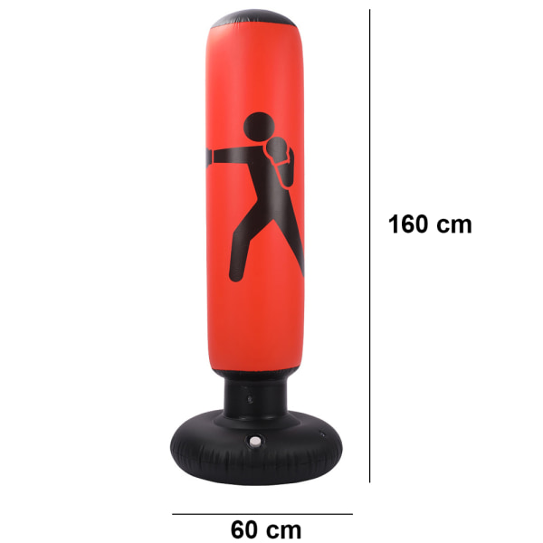 Stående boxningssäck, uppblåsbar boxningssäck, 155 cm, för Red Red