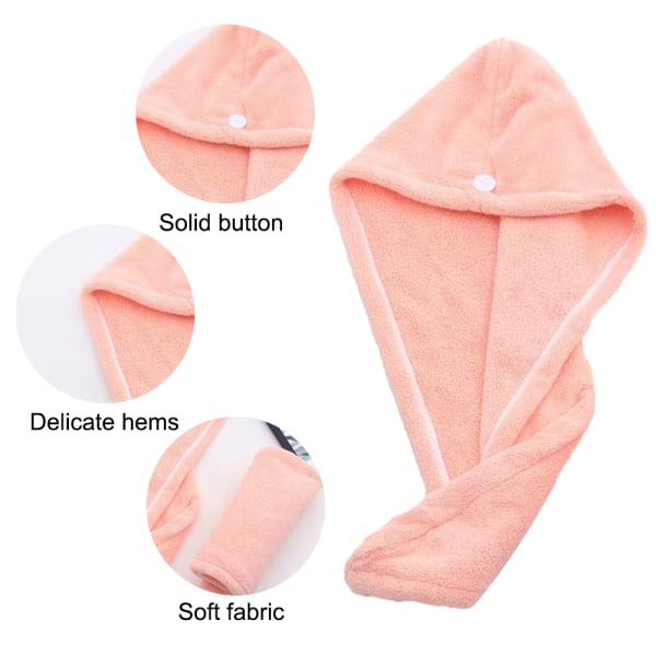[Förpackning med 3 delar] - Mjuk mikrofiberhårhandduk för vått hår - Pink Pink