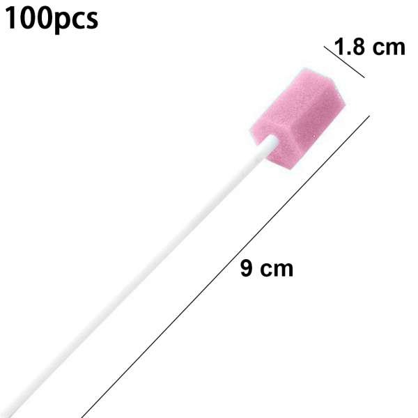 100 st. munvårdspinnar - tandrengörande muntandsvabbar Pink Pink