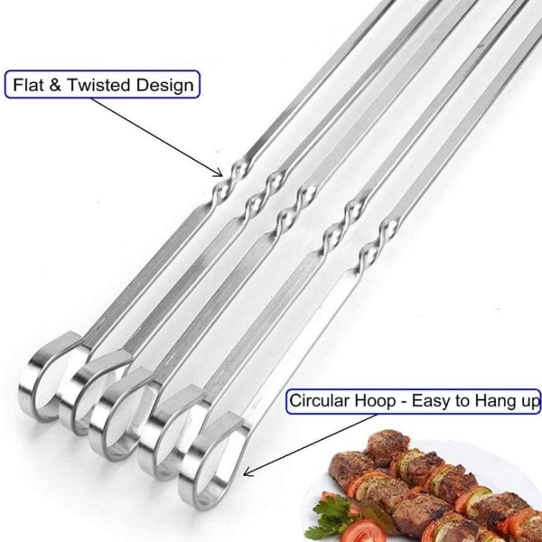 12 ST Kabobspett Platt Metall Grillspett Rostfritt