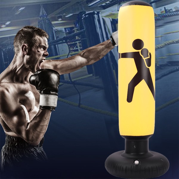 Stående boxningssäck, uppblåsbar boxningssäck, 155 cm, för Yellow Yellow