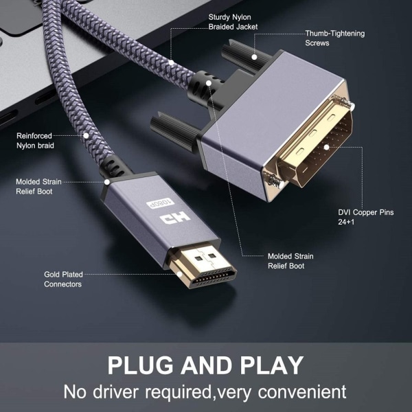 HDMI till DVI-kabeladapter 1M 1m 1m