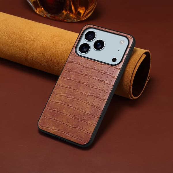Etui til iPhone 17 Pro Krokodillemønster Business Mørkebrun