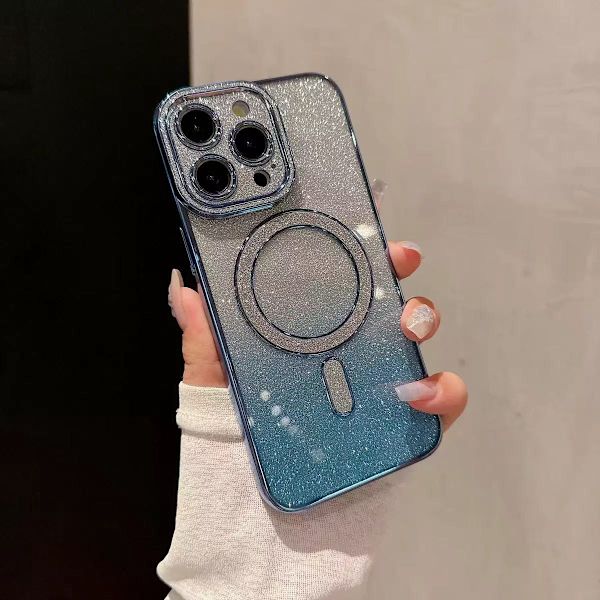 Etui til iPhone 17 Pro max Glitter Diamant Accent Magnetisk Pink Blå