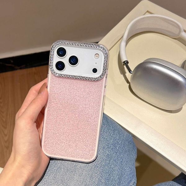 Etui til iPhone 17 Pro Max Glitter Diamant Aksent Rosa