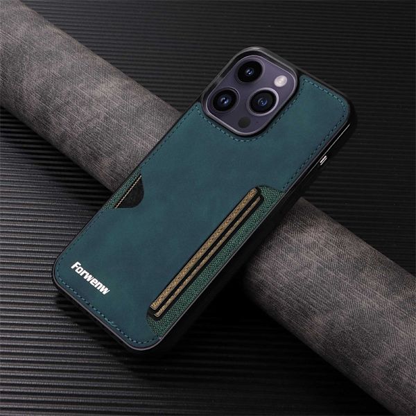 Fodral för iPhone 16E (Ej för 16) Ställ Kortplats Mörkgrön