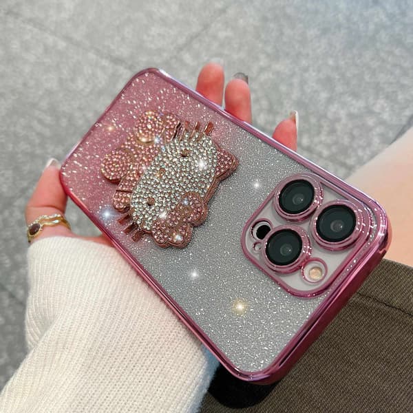 Fodral för iPhone 15 Pro Max Glitter Diamantdetalj Linsdetalj Rosa