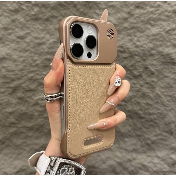 Etui til iPhone 15 Pro Max Magnetisk Lædertekstur Guld Noz6393