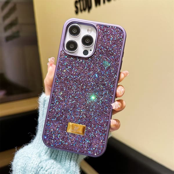 Kotelo iPhone 17 Pro Diamond Accent Rhinestone Accent Electroplated Purple Noz12513
