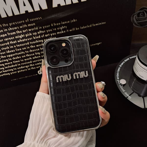 Etui til iPhone 17 Air Diamond Accent Elektrobelagt Lædertekstur Sort Noz1988