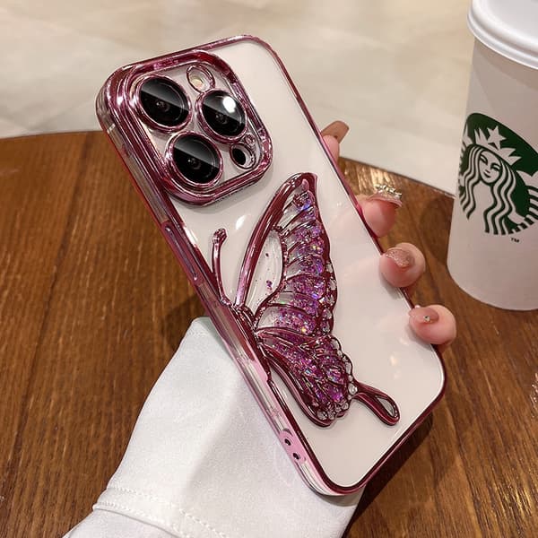 Etui til iPhone 14 Pro Elektrobelagt Linsedetalj Rosa Noz13354