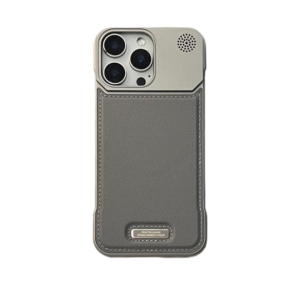 Kotelo iPhone 17 Pro Max Magneettinen Nahkakuvio Harmaa Noz6382