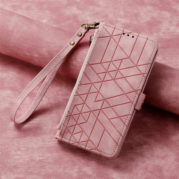 Etui til iPhone 16 Plus Lanyard Lædertekstur Rosaguld