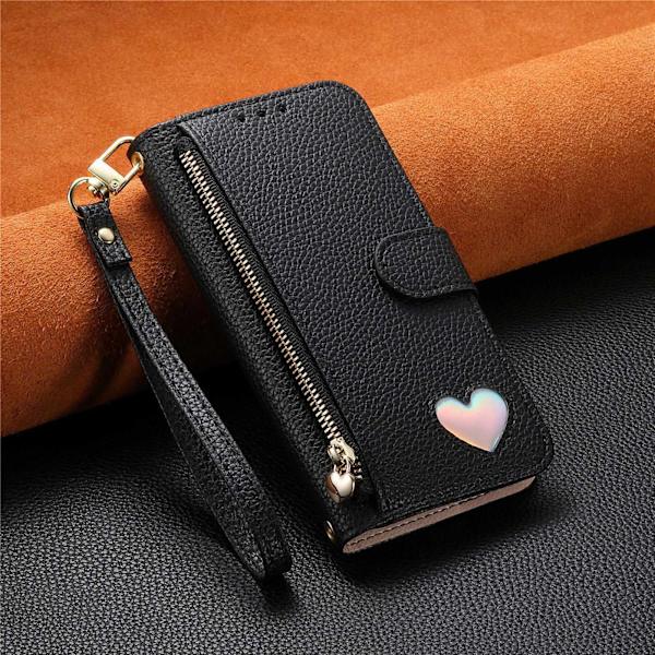 Etui til iPhone 15 Pro Max Love Zipper Wallet Sort Noz15419