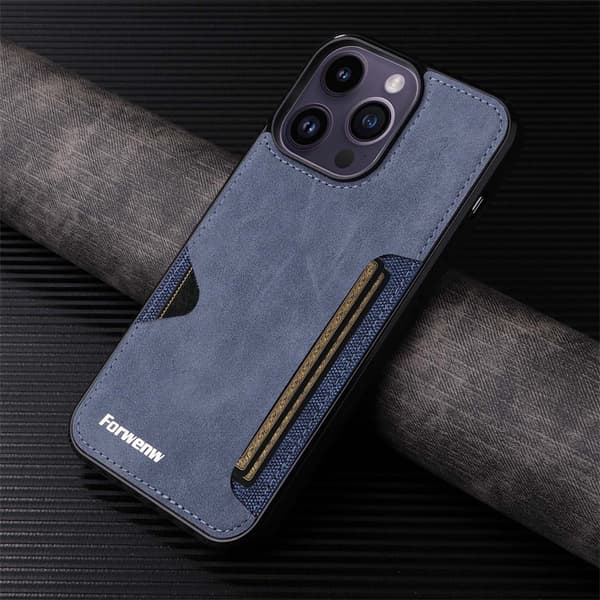 Etui til iPhone 13 Pro Stativ Kortspor Blå Noz2135
