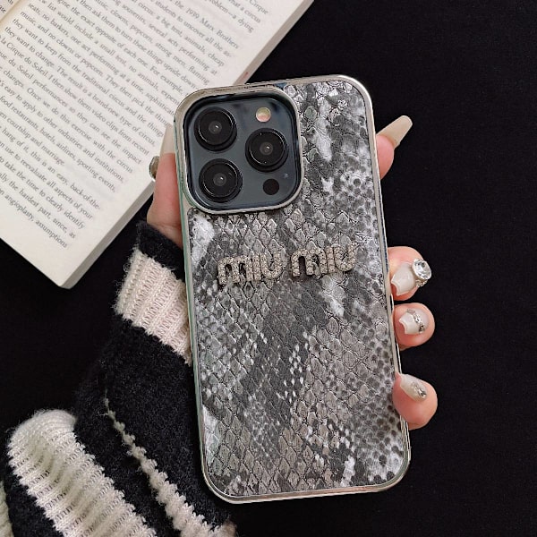 Fodral för iPhone 17 Diamond Accent Elektropläterad Lädertextur Grå Noz1885