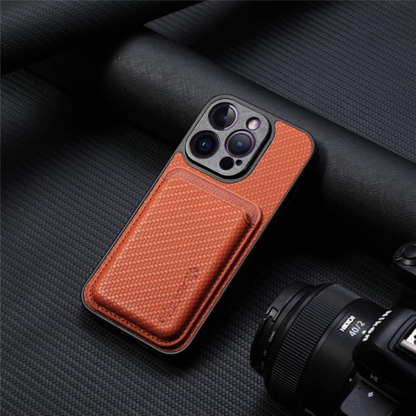 Etui til iPhone 16 Pro Karbonfibertekstur Magnetisk Stativ Kortspor Design Noz6645