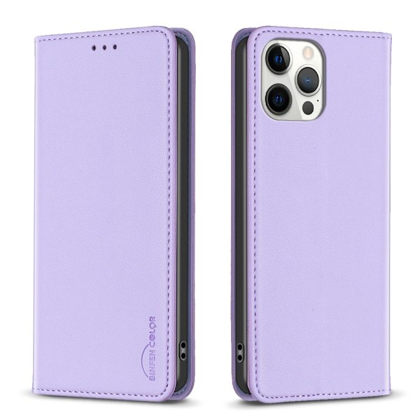 Fodral för iPhone 16E (Ej för 16) Magnetisk Lädertextur Lavendellila