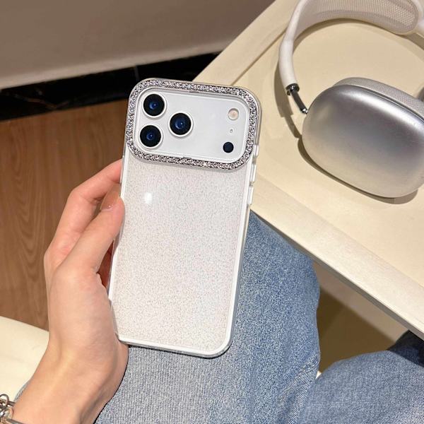 Fodral för iPhone 15 Pro Glitter Diamantaccent Vit